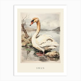 Beatrix Potter Inspired  Animal Watercolour Swan 1 Art Print