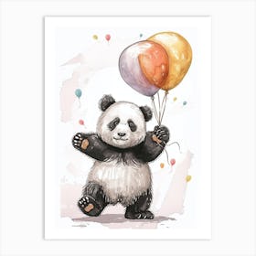 Giant Panda Holding Balloons Storybook Illustration 4 Art Print