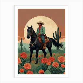 Cowboy In The Desert 15 Art Print