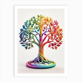 Default Stylized 3d Tree Of Life In Bright Rainbow Colors On A 1 (4) Art Print