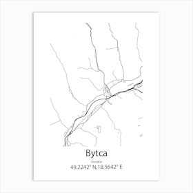 Bytca,Slovakia Minimalist Map Art Print