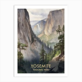 Yosemite National Park Watercolors Vintage Travel Poster 2 Art Print