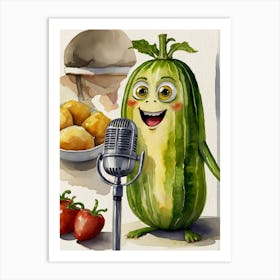 Cucumber In A Microphone Art Print