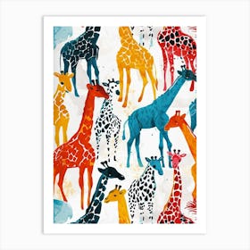 Giraffe Watercolour Pattern 2 Art Print