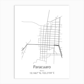 Paracuaro,Mexico Minimalist Map Art Print