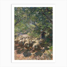 Vintage Shepherds In The Woods Art Print