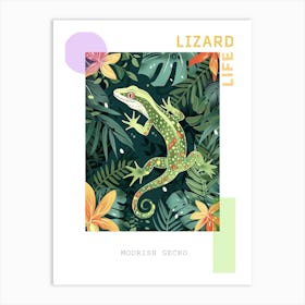 Forest Green Moorish Gecko Abstract Modern Illustration 6 Poster Art Print