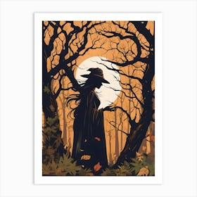 Witch In The Autumn Woods Art Print