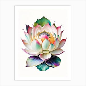 Lotus Flower, Buddhist Symbol Decoupage 3 Art Print