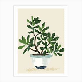 Jade Plant Minimalist Illustration 7 Art Print