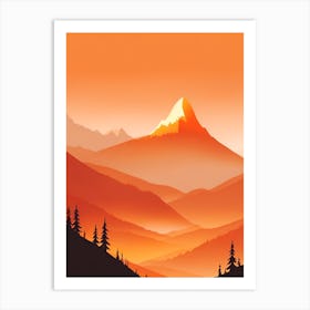 Misty Mountains Vertical Composition In Orange Tone 57 Art Print