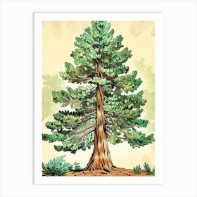 Redwood Tree Storybook Illustration 3 Art Print