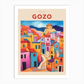 Gozo Malta 4 Fauvist Travel Poster Art Print