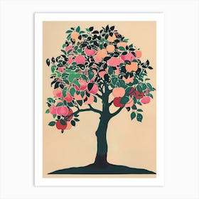 Apple Tree Colourful Illustration 4 Art Print