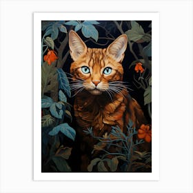 Contemporary Floral Cat 2 Art Print