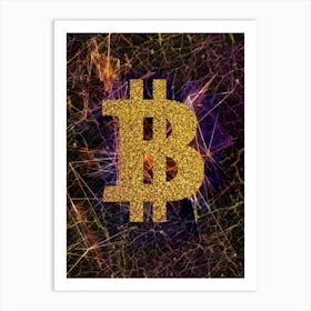 Bitcoin Symbol On A Black Background Art Print