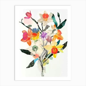 Daffodil 2 Collage Flower Bouquet Art Print