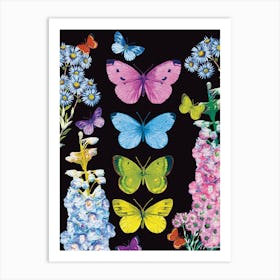 Butterflies And Flowers Art Print