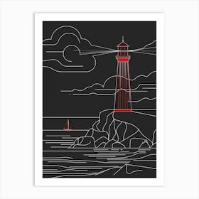 Lighthouse At Night 1 Art Print