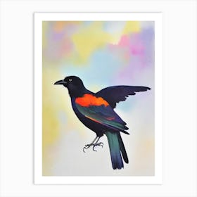 Crow Watercolour Bird Art Print