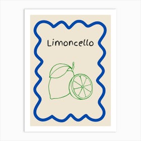 Limoncello Doodle Poster Blue & Green Art Print