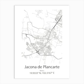 Jacona De Plancarte,Mexico Minimalist Map Art Print