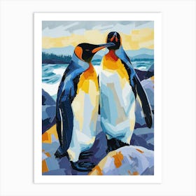 King Penguin Paradise Harbor Colour Block Painting 3 Art Print