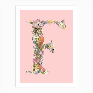 F Pink Alphabet Letter Art Print