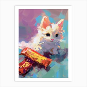 White Kitten Oil Painting 3 Art Print