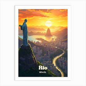 Rio Brazil Christ The Redeemer Travel Art Art Print