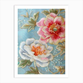 Chinese Embroidered Flowers 1 Art Print