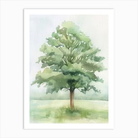 Chestnut Tree Atmospheric Watercolour Painting 8 Art Print