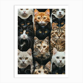 Perfectly Repeatable Artwork With Cute Cat Faces 16 Art Print