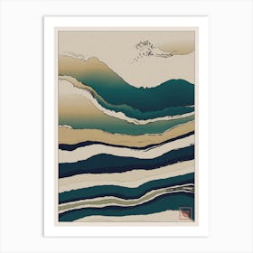 Abstract Coastal Landscape Inspired By Minimalist Japanese Ukiyo E Painting Style 3 Art Print