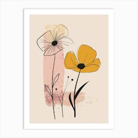 Two Flowers On A Beige Background 1 Art Print