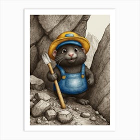 Rat In Overalls Art Print