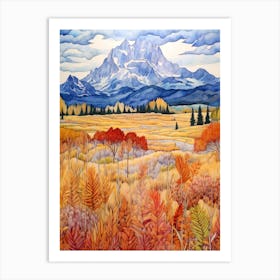 Autumn National Park Painting Grand Teton National Park Wyoming Usa 4 Art Print