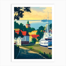 Port Of Klaipeda Lithuania Vintage Poster harbour Art Print