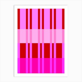 Pink And Red Geometric Stripes Abstract Art Print