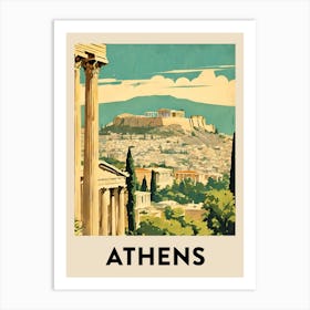 Athens Retro Travel Poster 1 Art Print