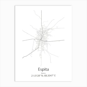 Espita,Mexico Minimalist Map Art Print