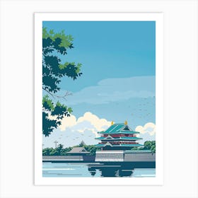 Tokyo Imperial Palace 2 Colourful Illustration Art Print