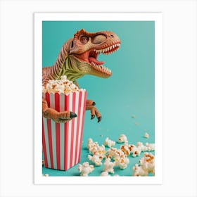 Toy Dinosaur Eating Popcorn 3 Art Print