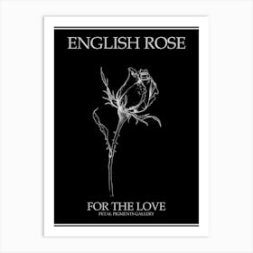 English Rose Black And White Line Drawing 6 Poster Inverted Art Print