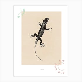 Minimalist Black Iguana Block Print 1 Poster Art Print