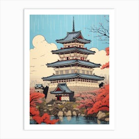 Osaka Castle, Japan Vintage Travel Art 3 Art Print