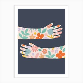 Two Hands With Flowers Art Print