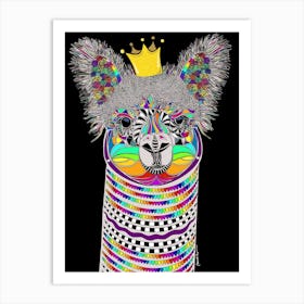 Cute, abstract Alpaca Llama in rainbow colors, mosaic Art Print