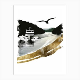 Ship On The River Art Print