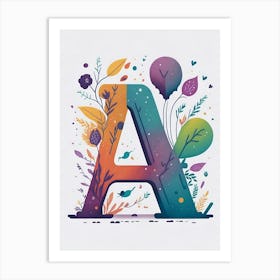 Colorful Letter A Illustration 66 Art Print